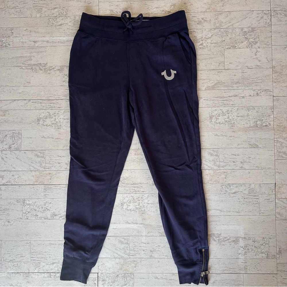 True Religion Women's Zippered Jogger Sweatpants Navy